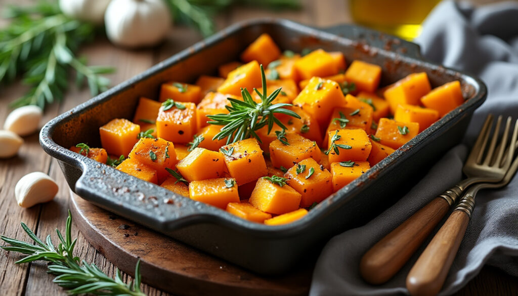 découvrez une recette facile et savoureuse d'accompagnement de butternut au four, parfaite pour sublimer vos repas en toute simplicité.