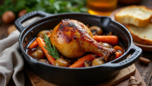 découvrez notre recette facile et savoureuse de cuisse de pintade en cocotte, parfaite pour un repas gourmand et rapide à préparer.