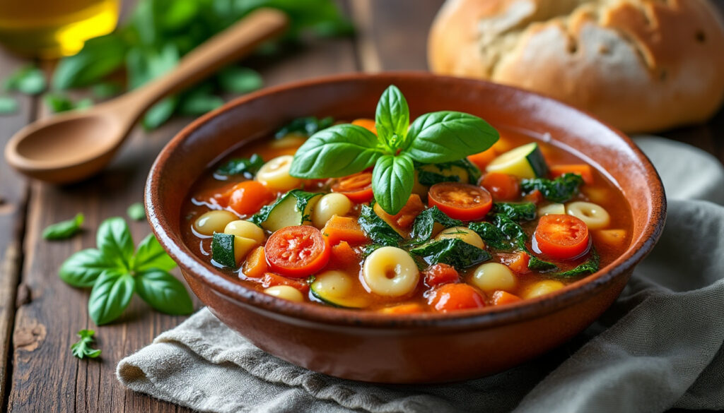 découvrez la recette traditionnelle du minestrone, une soupe italienne authentique préparée comme chez grand-mère, pleine de saveurs et d'ingrédients frais.
