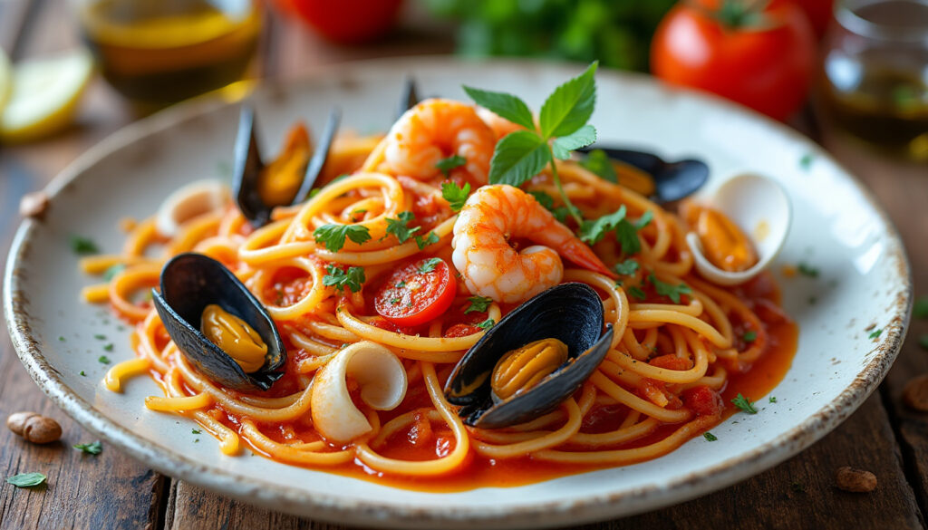 découvrez une recette facile et savoureuse de spaghetti aux fruits de mer à l'italienne, parfaite pour un repas gourmand et rapide à préparer.