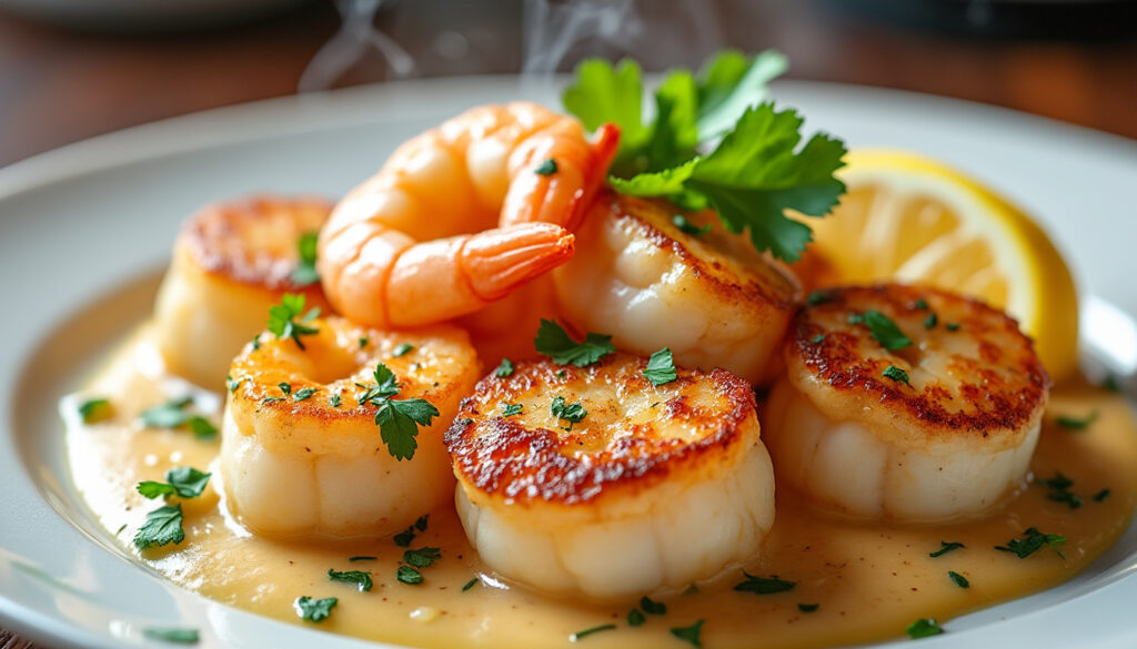 découvrez une recette facile et gourmande de noix de saint-jacques et crevettes à la crème, parfaite pour un repas délicieux et rapide à préparer.