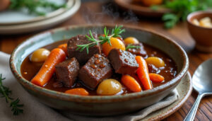 découvrez une recette de collier de bœuf à mijoter, lentement cuisiné pour obtenir une viande tendre et fondante, pleine de saveurs.