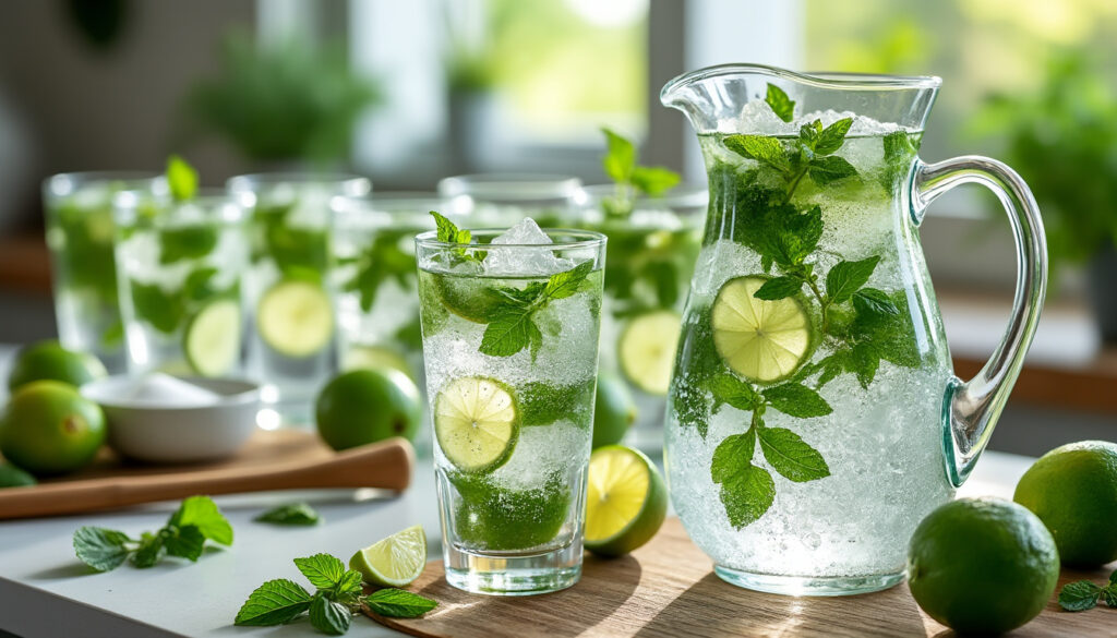 préparez facilement un mojito pour 10 personnes avec cette recette rapide et conviviale, idéale pour partager un cocktail frais et savoureux.